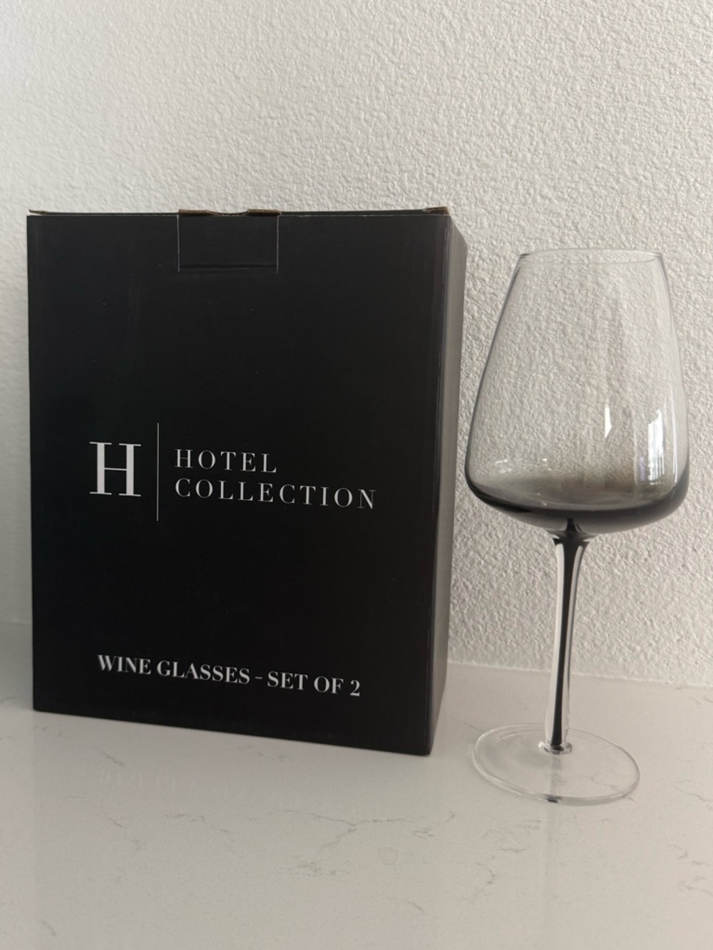 Hotel Collection Gray Smoked Stem Wine Glasses